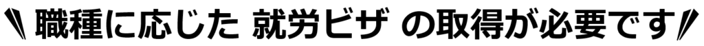 職種に応じた就労ビザの取得が必要です